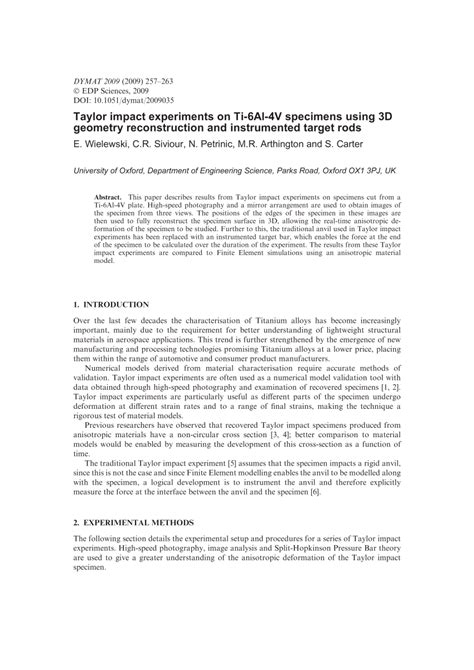 the taylor impact experiment pdf